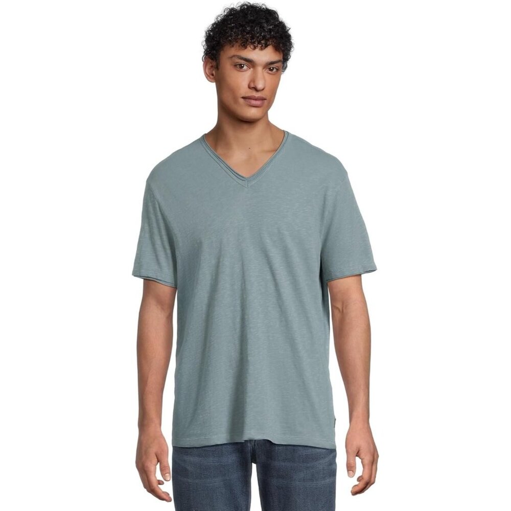John Varvatos Miles V-Neck T-Shirt Fog Slub Cotton Men’s XS NEW